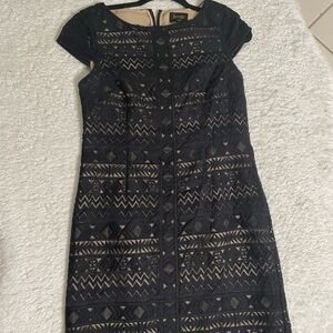 Laundry  Black Geometric Lace Mini Dress